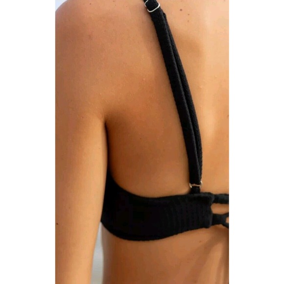 NWT Kenny Flowers The Mykonos Woven Textured Underwire Bikini Top Black SZ M - Picture 7 of 8